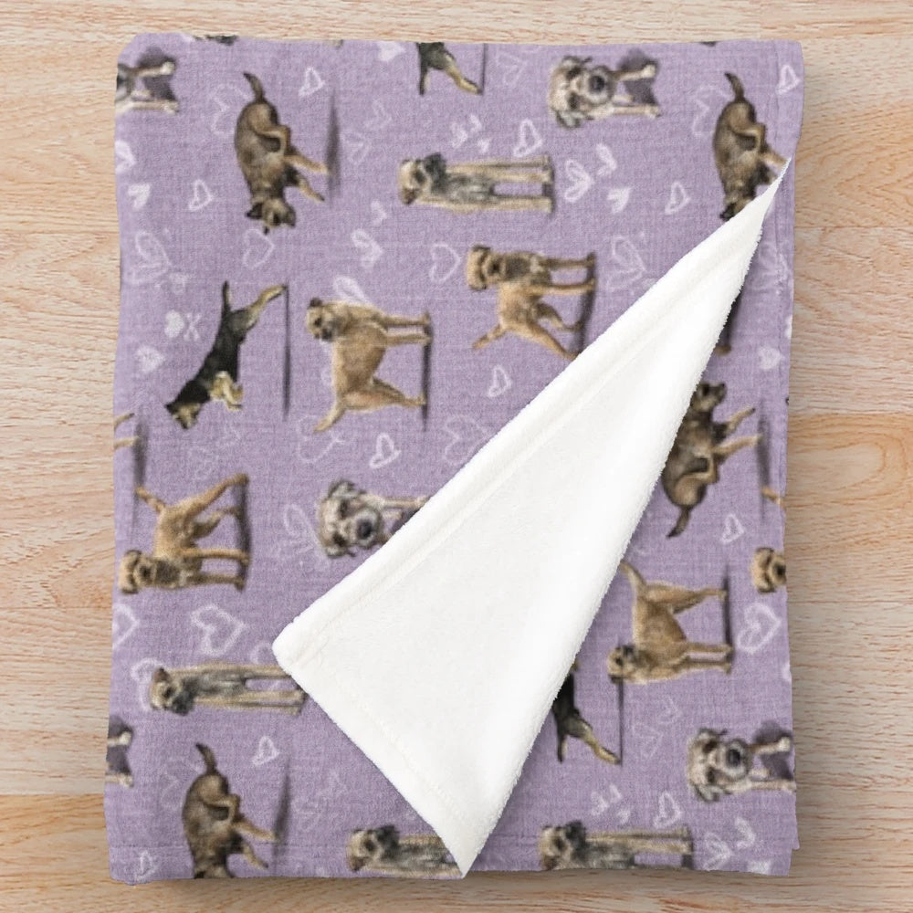 Border Terrier dog breed pattern plush blanket