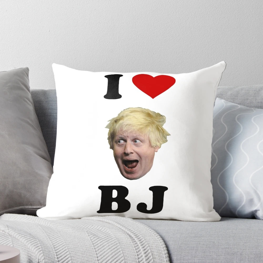 Soft, cuddly pillow with an image of Boris Johnson, the current Prime Minister of the United Kingdom.