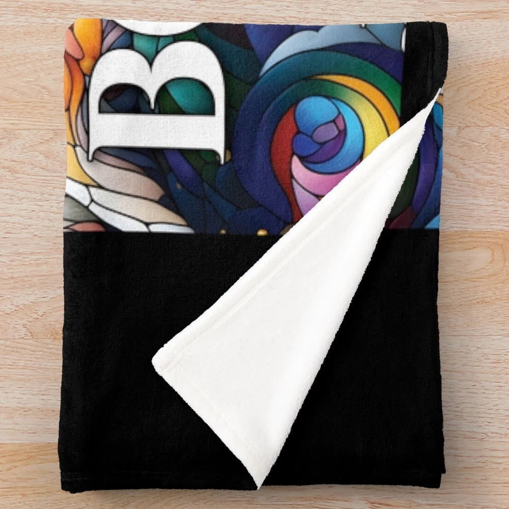 Borzoi dog in a stained glass-inspired design on a plush blanket