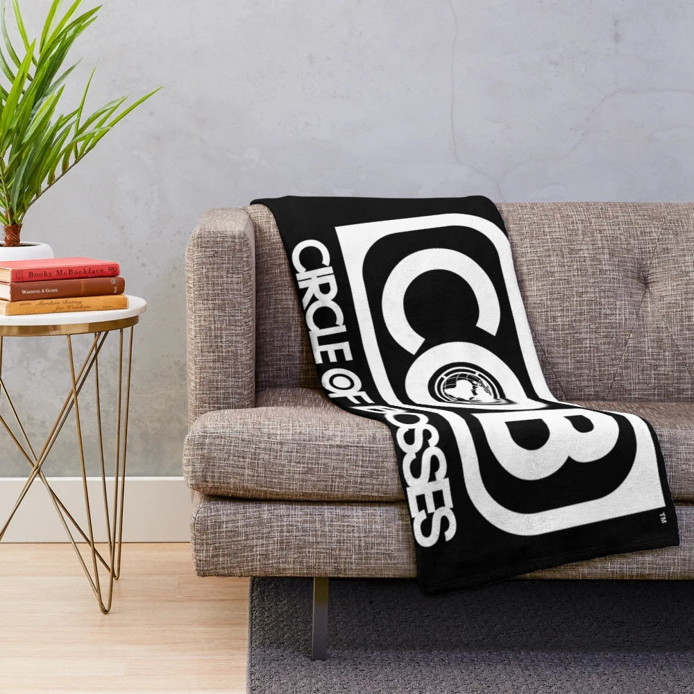 Circle of Bosses inspired plush blanket with a boss-themed design