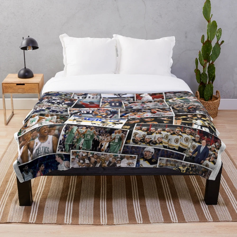 Boston sports plush blanket