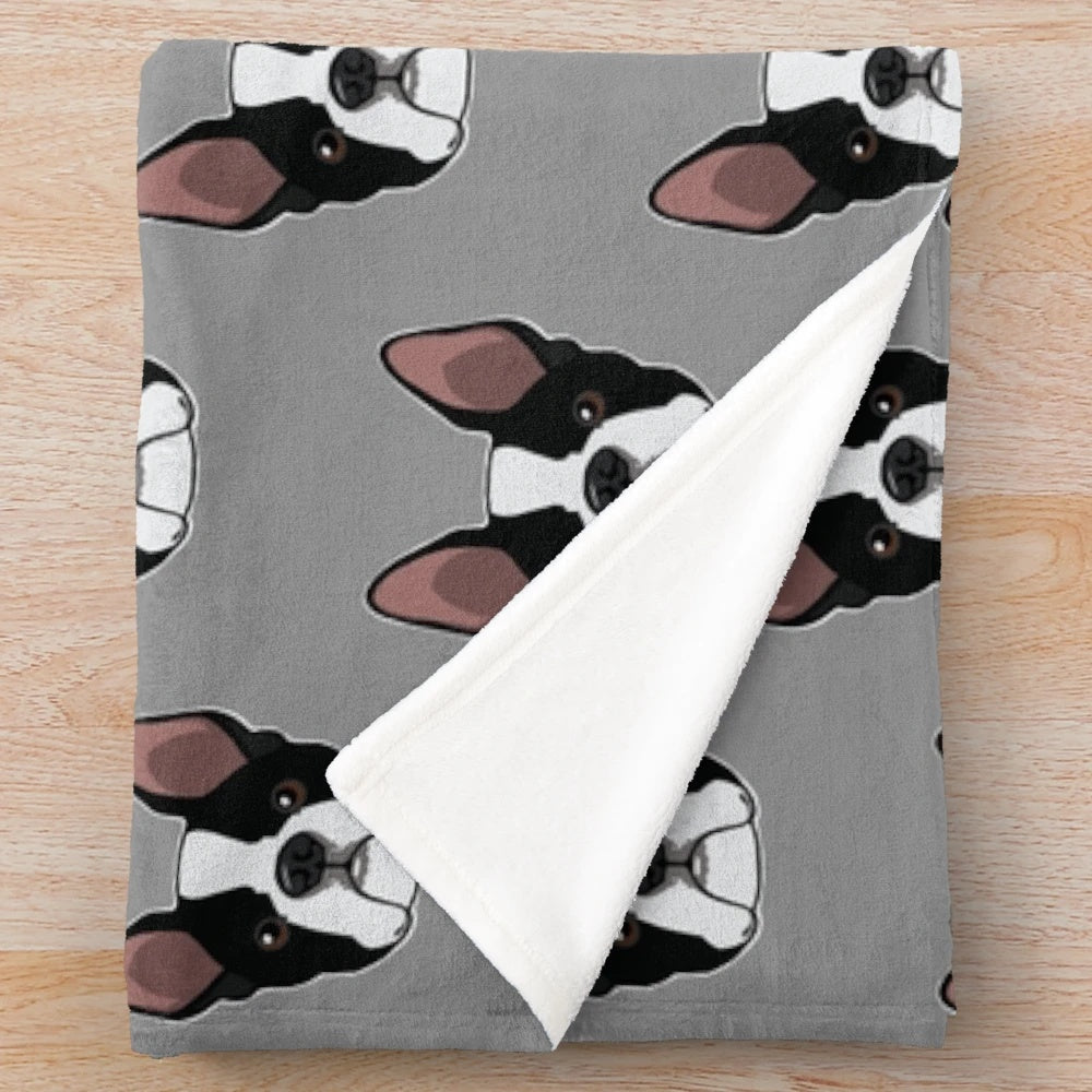Soft and cuddly Boston Terrier plush blanket