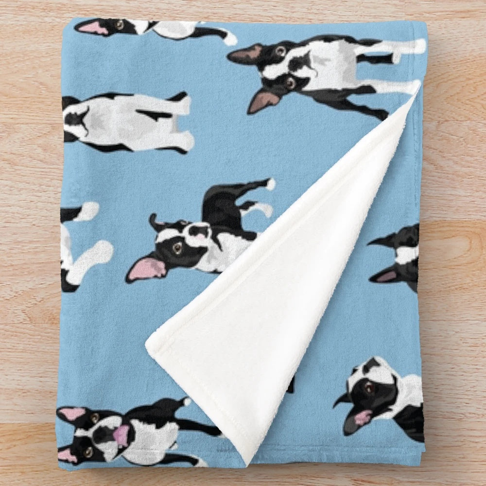 Boston Terrier Plush Blanket with Soft, Cozy Material