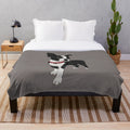 Boston Terrier design plush blanket with paws and collar