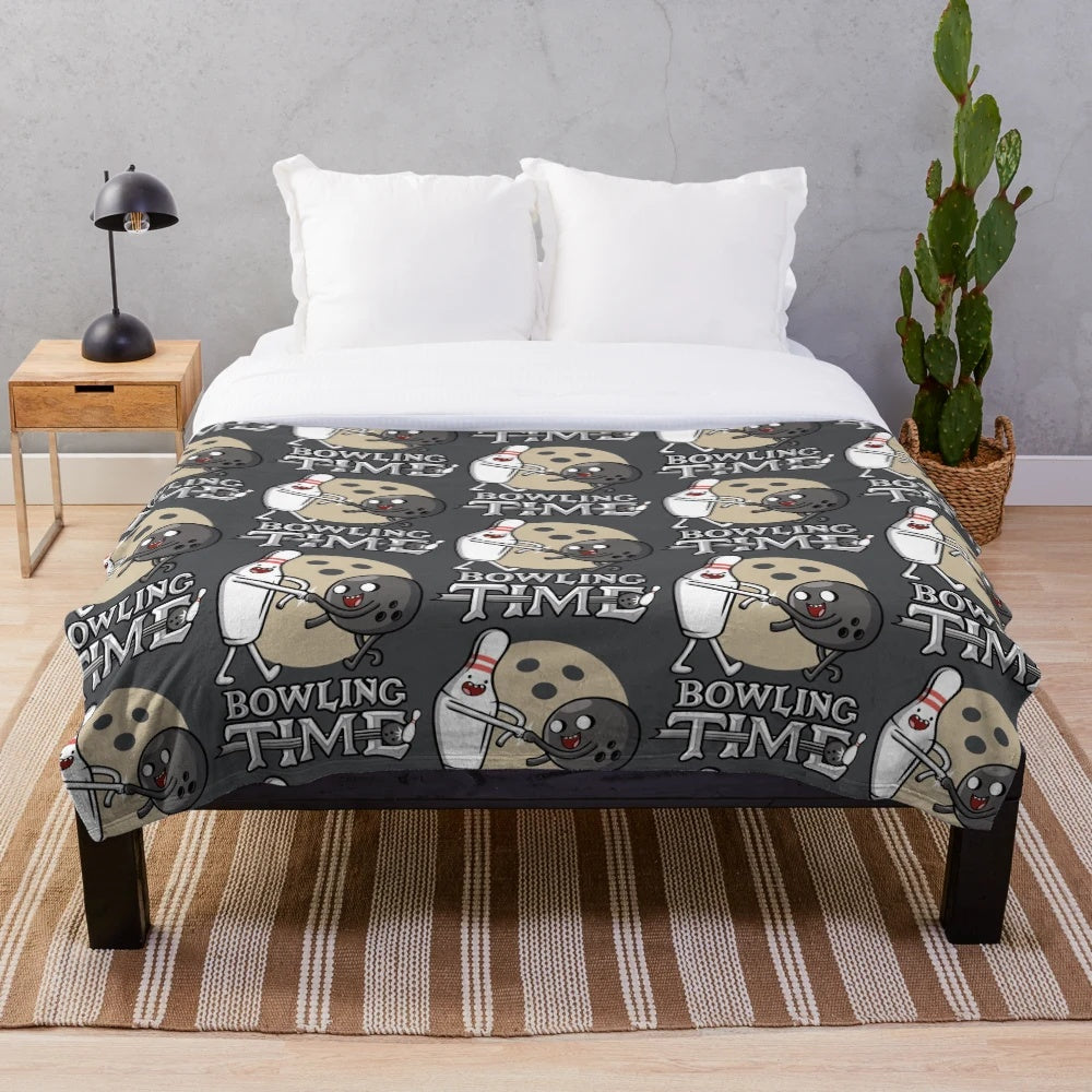 Bowling plush blanket with a cute and kawaii design