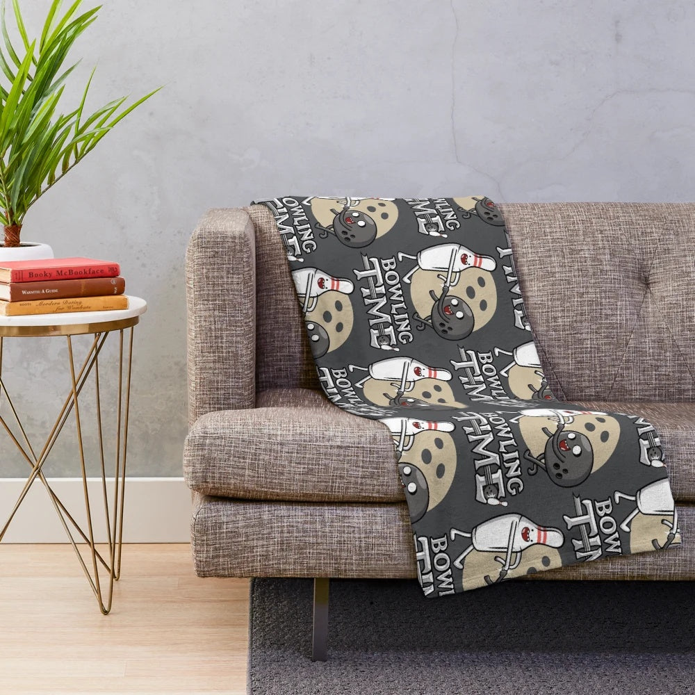 Bowling plush blanket with a cute and kawaii design