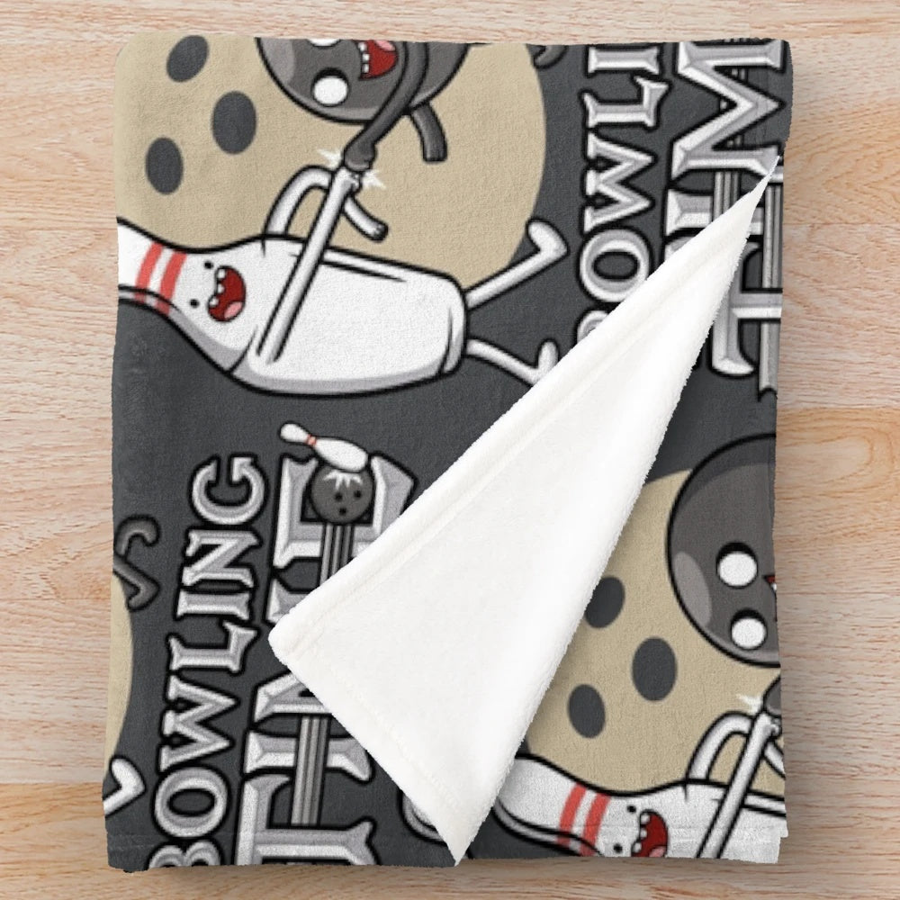 Bowling plush blanket with a cute and kawaii design