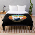 Bowling plush blanket with retro bowling ball design