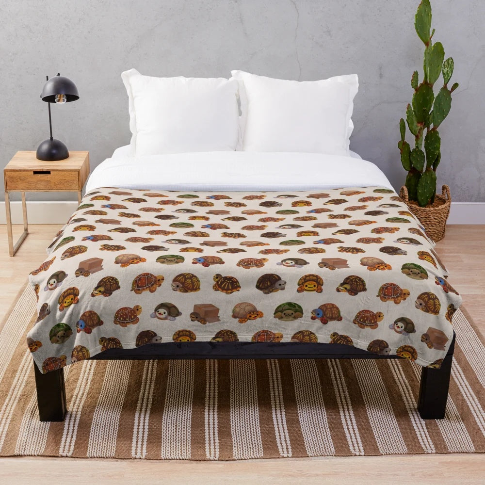 Soft and snuggly box turtle plush blanket