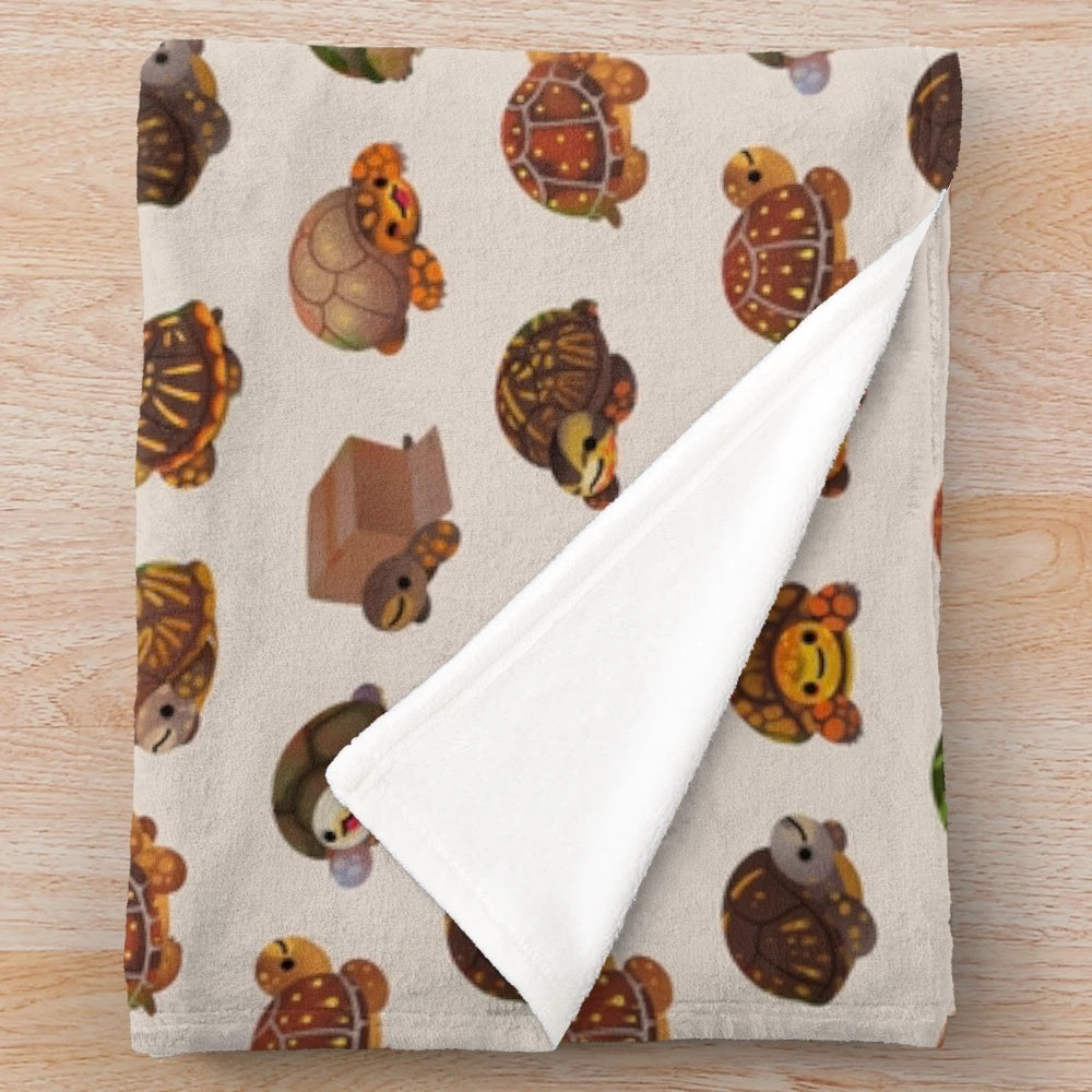 Soft and snuggly box turtle plush blanket
