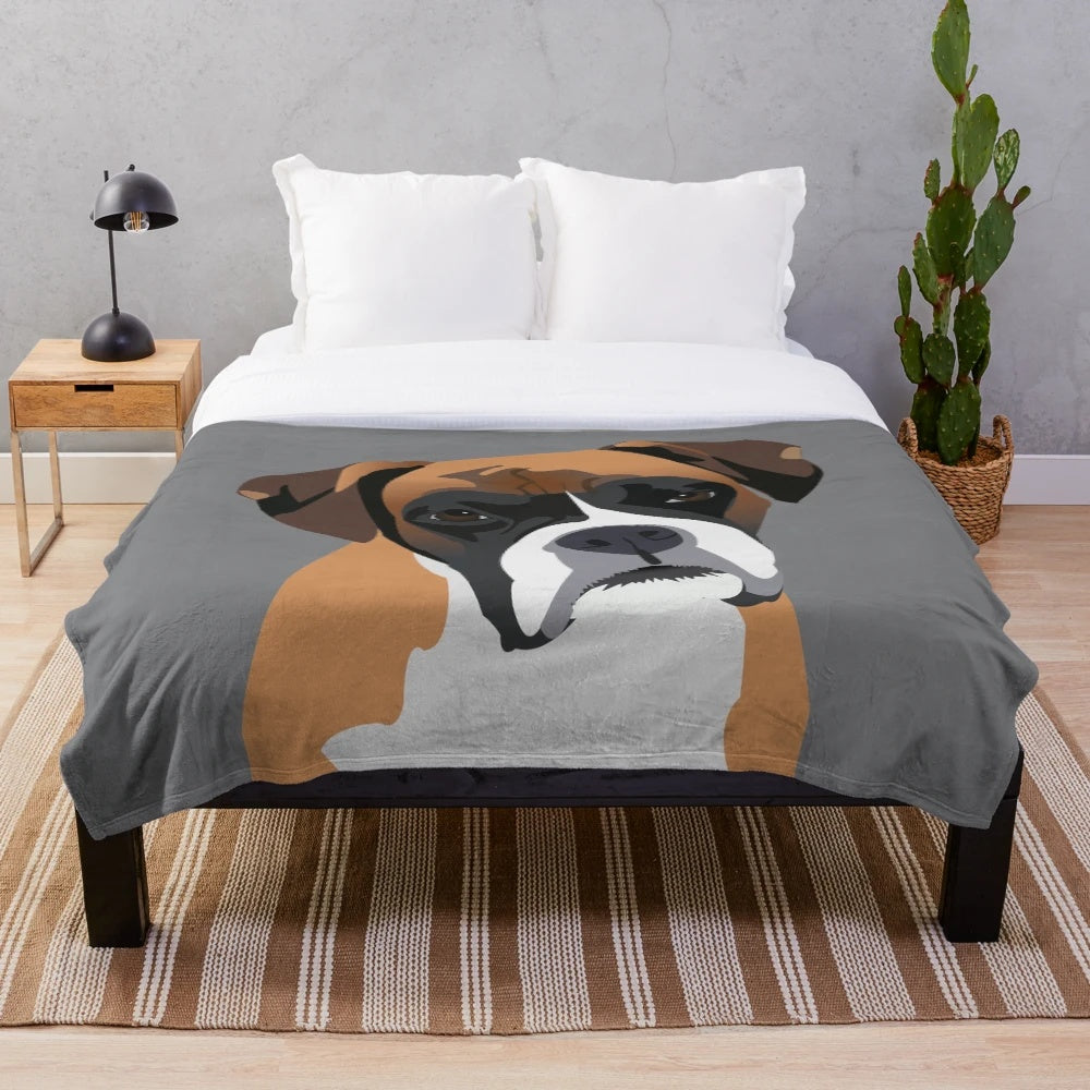 Boxer dog plush blanket