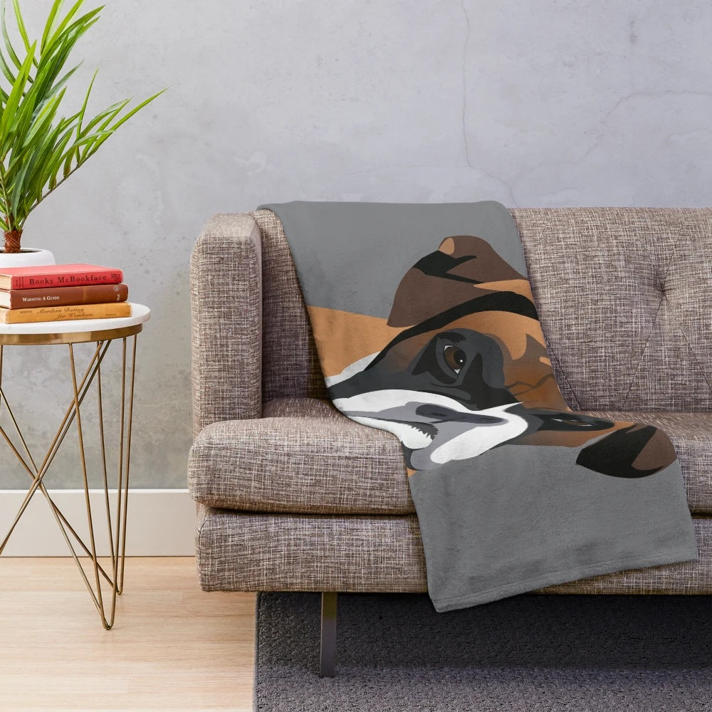 Boxer dog plush blanket