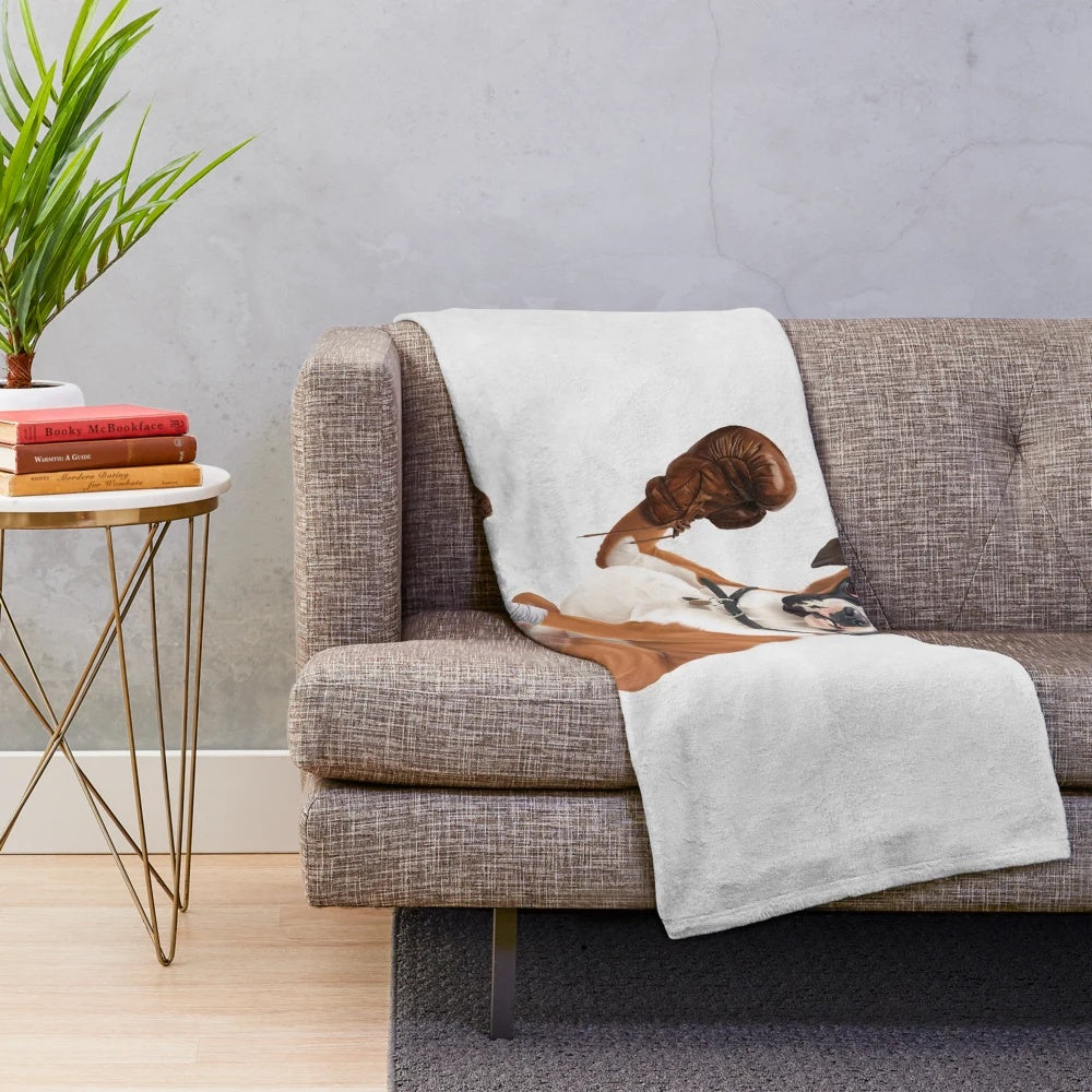 Boxer dog themed plush blanket