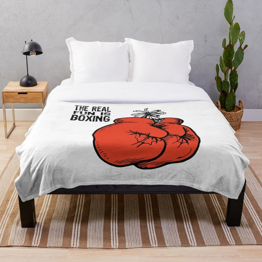 Plush blanket with boxing motif