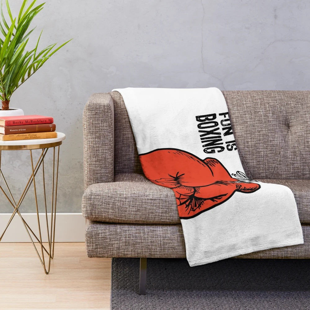 Plush blanket with boxing motif