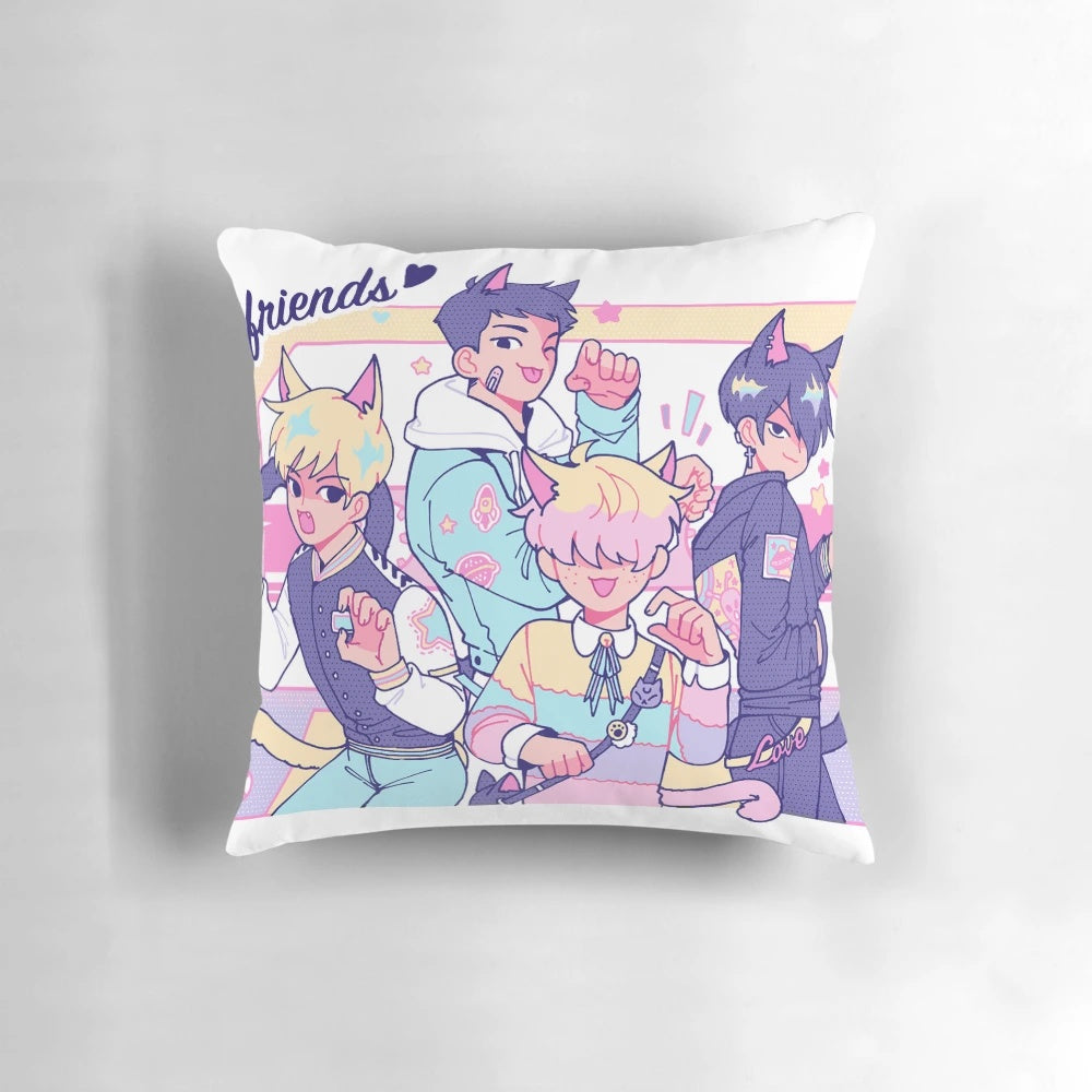 Soft and plush Boyfriends Neko Pillow featuring adorable anime-inspired boyfriend characters