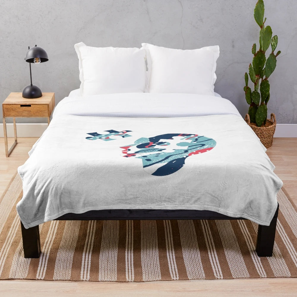Soft and comfortable brain puzzle themed plush blanket for home decoration