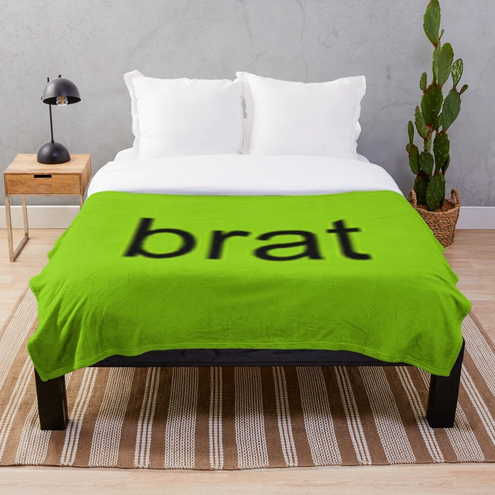 Brat-themed plush blanket with soft and comfortable design