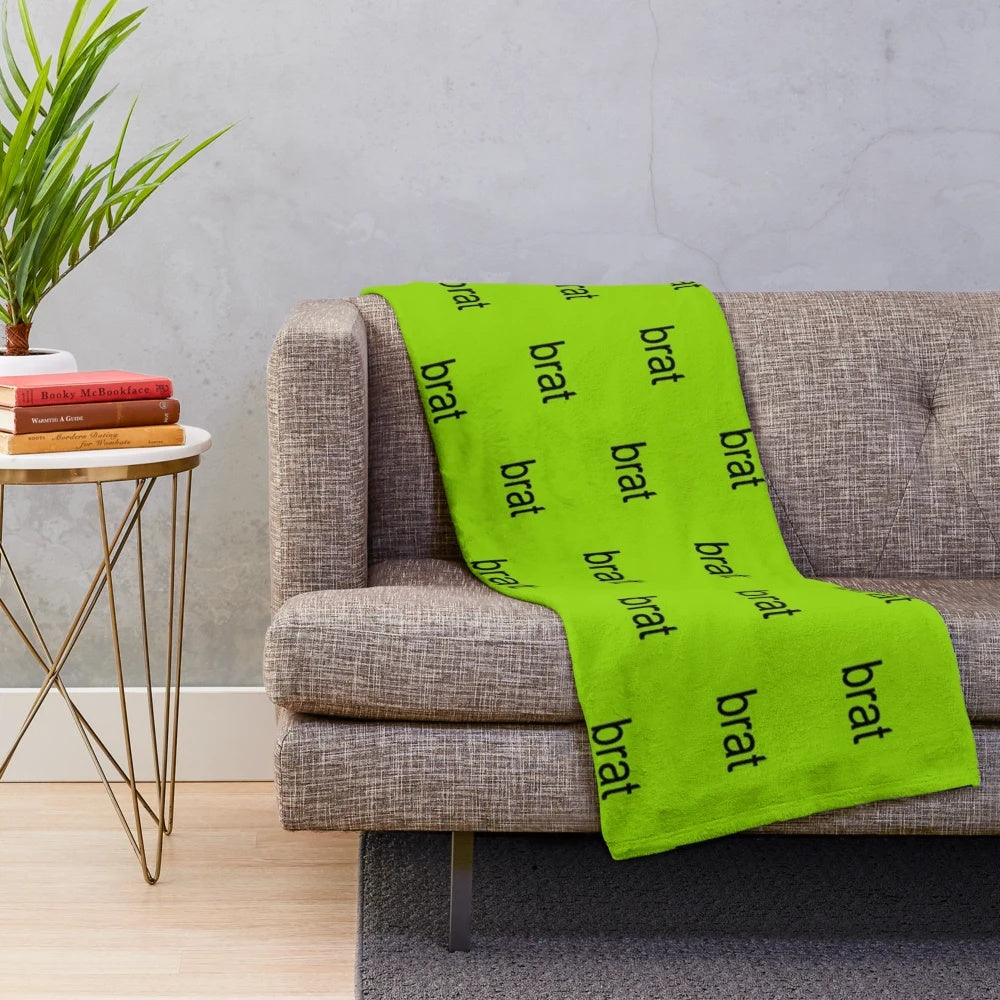 Brat-z plush blanket featuring hyperpop music graphics
