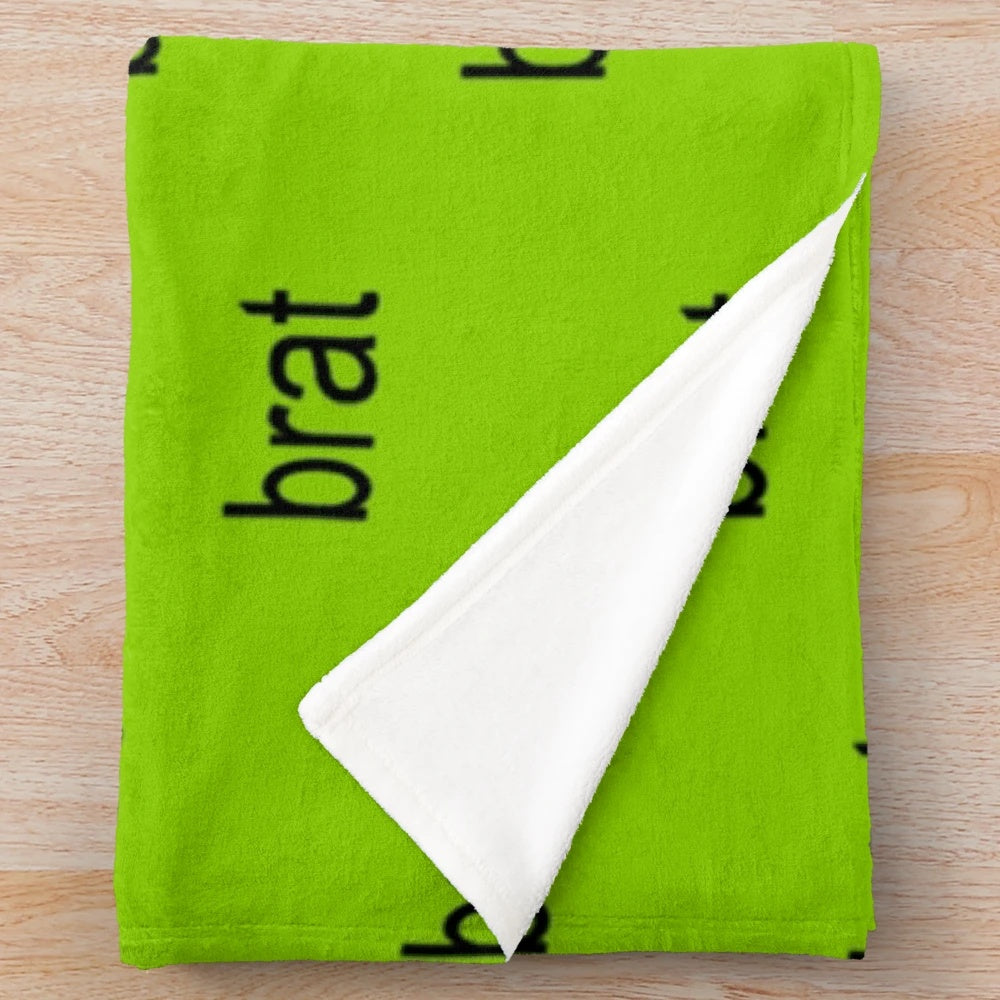 Brat-z plush blanket featuring hyperpop music graphics