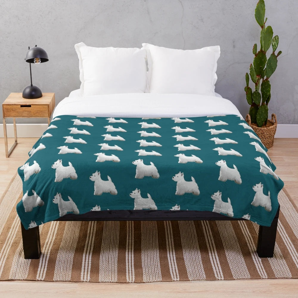 West Highland White Terrier Breed Silhouette Plush Blanket