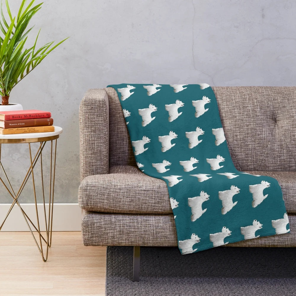West Highland White Terrier Breed Silhouette Plush Blanket