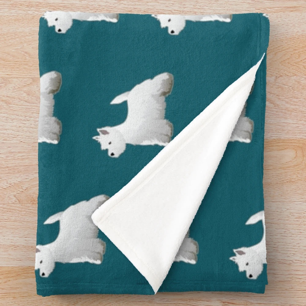 West Highland White Terrier Breed Silhouette Plush Blanket