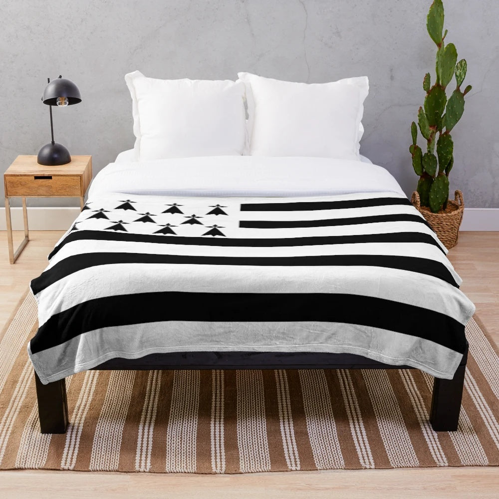 Breizh flag plush blanket with Celtic design and heraldry