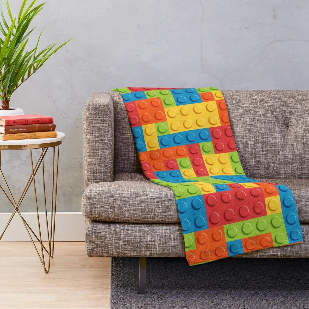 Brick-patterned plush blanket with a soft, cozy texture