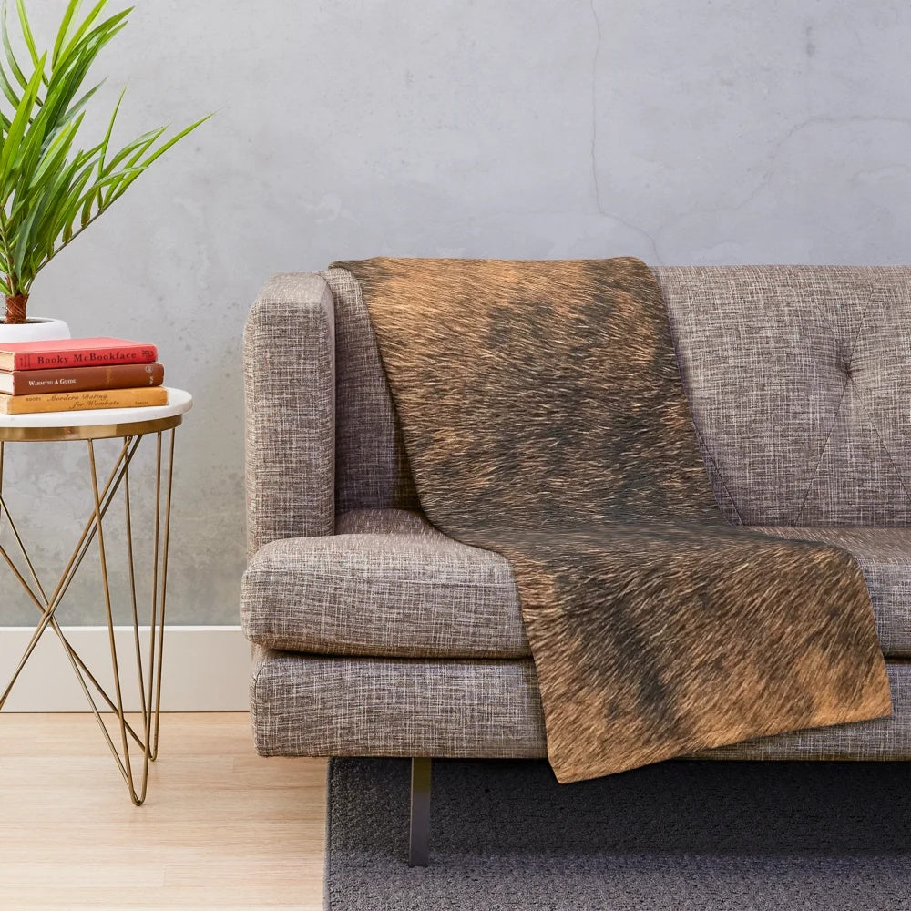 Brindle animal print plush blanket for dogs and pets