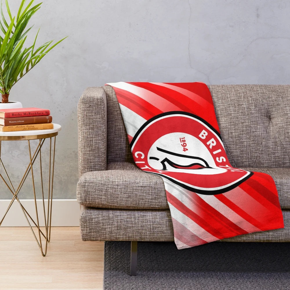 Plush blanket featuring the colors and design of Bristol FC, the English football club