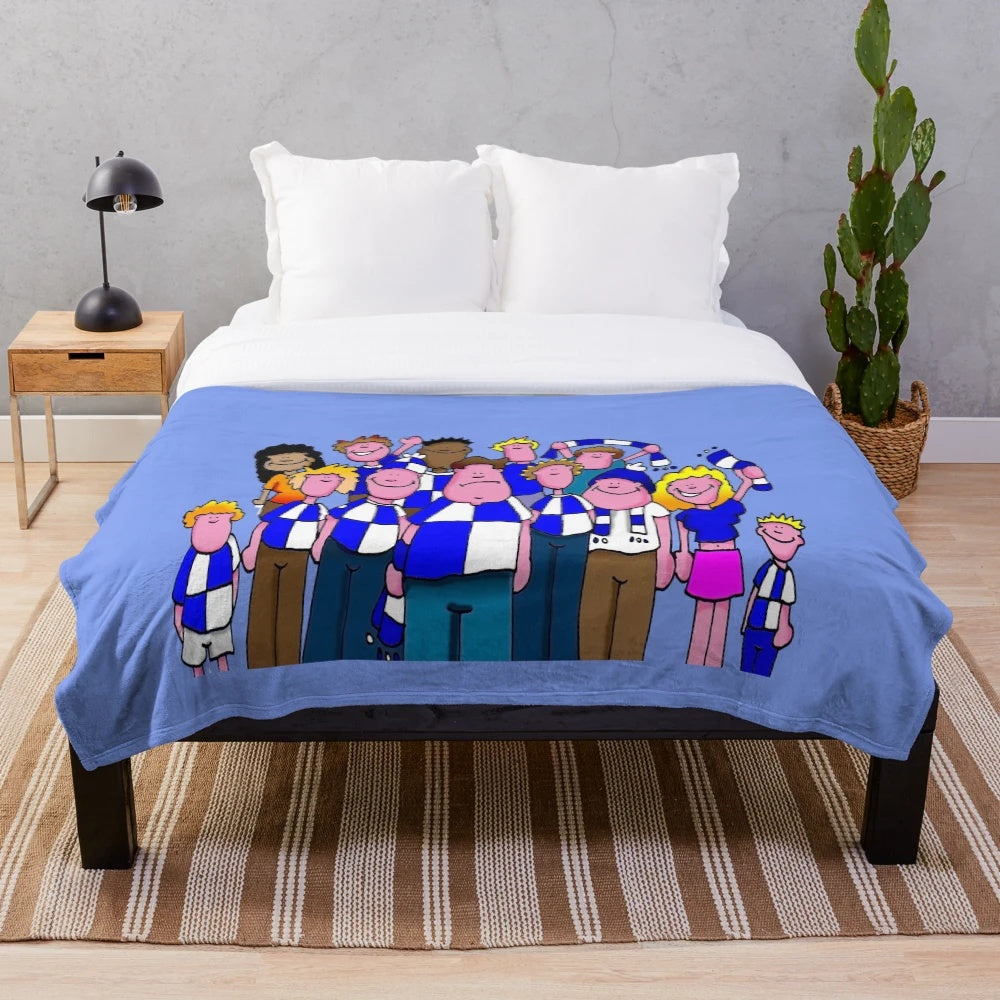 Bristol Rovers plush blanket with team logo and cartoon design
