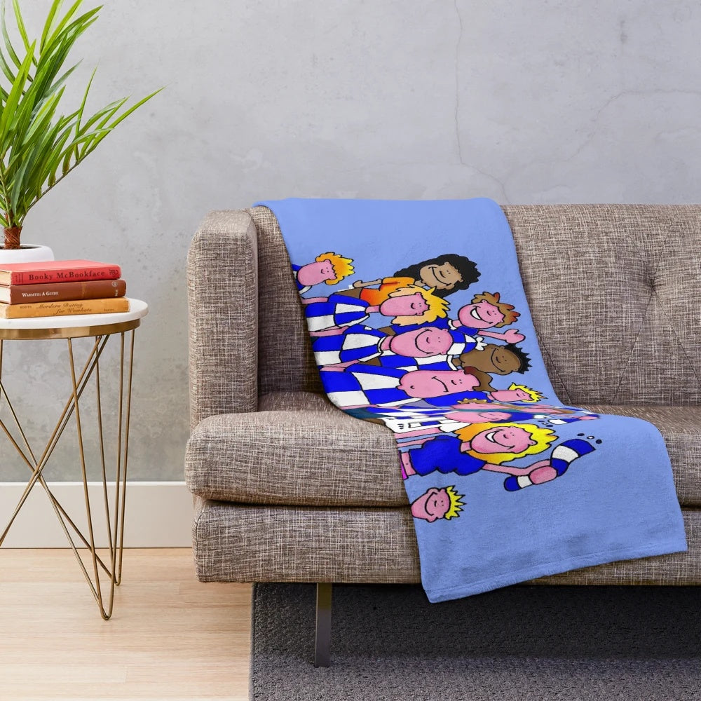 Bristol Rovers plush blanket with team logo and cartoon design