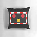 Plush pillow with an illustration of a British railway level crossing light, perfect for train lovers.