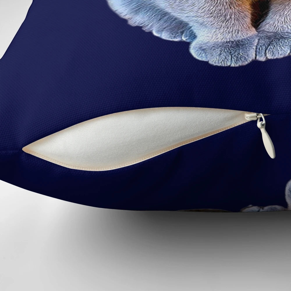 Blue Pillow with Adorable British Shorthair Cat Image