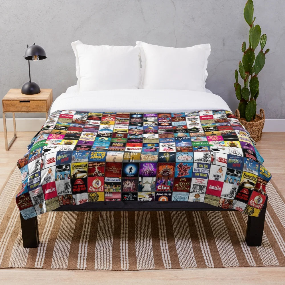 Soft and cozy plush blanket with a Broadway-inspired design