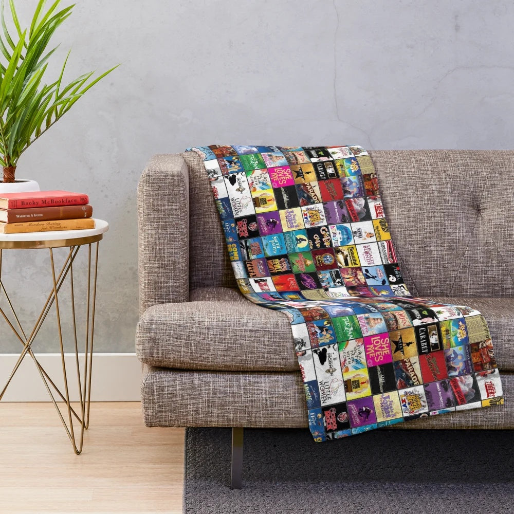 Soft and cozy plush blanket with a Broadway-inspired design