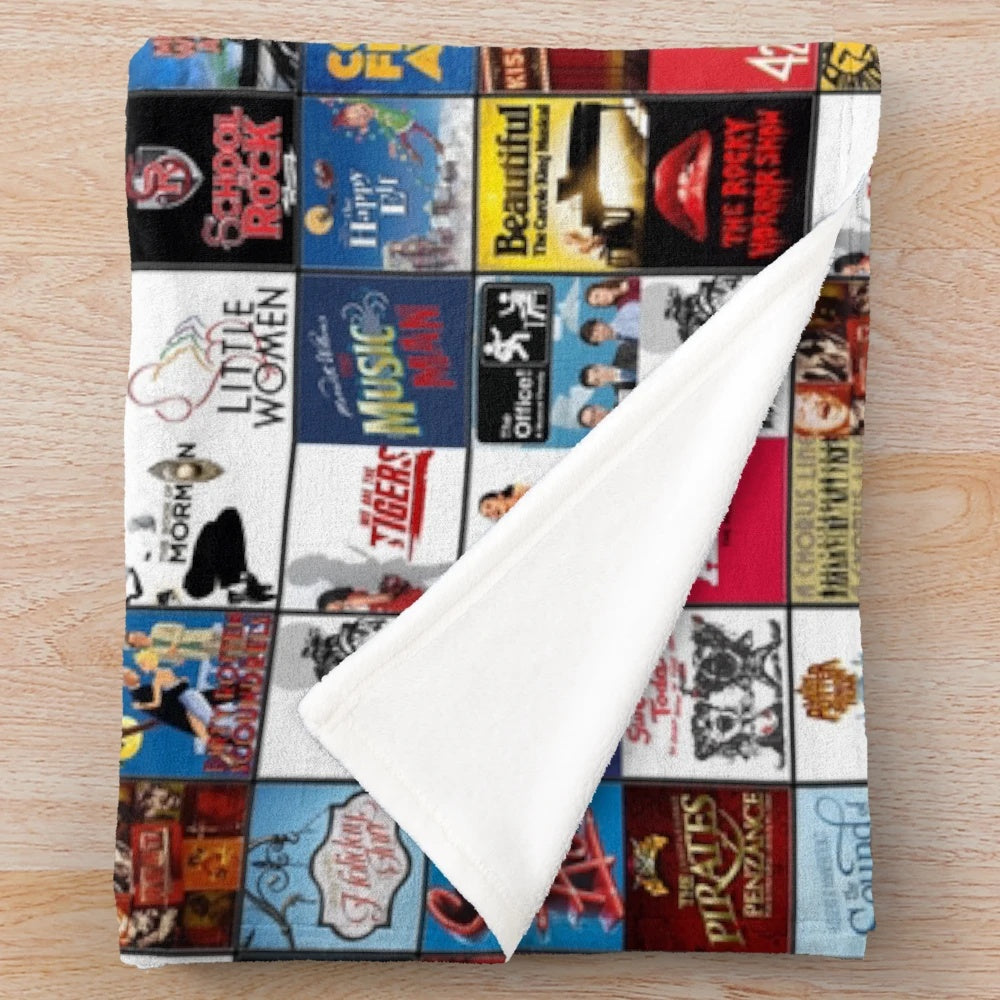 Soft and cozy plush blanket with a Broadway-inspired design