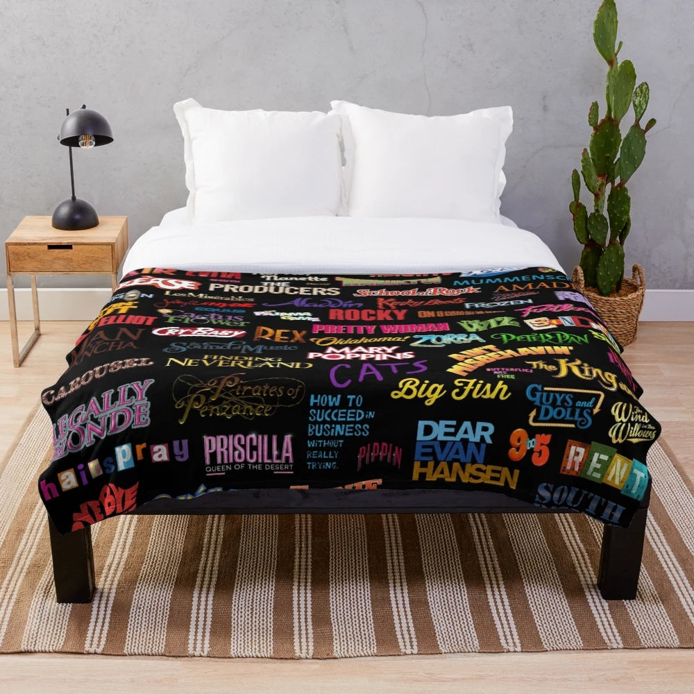 Broadway musicals-themed plush blanket