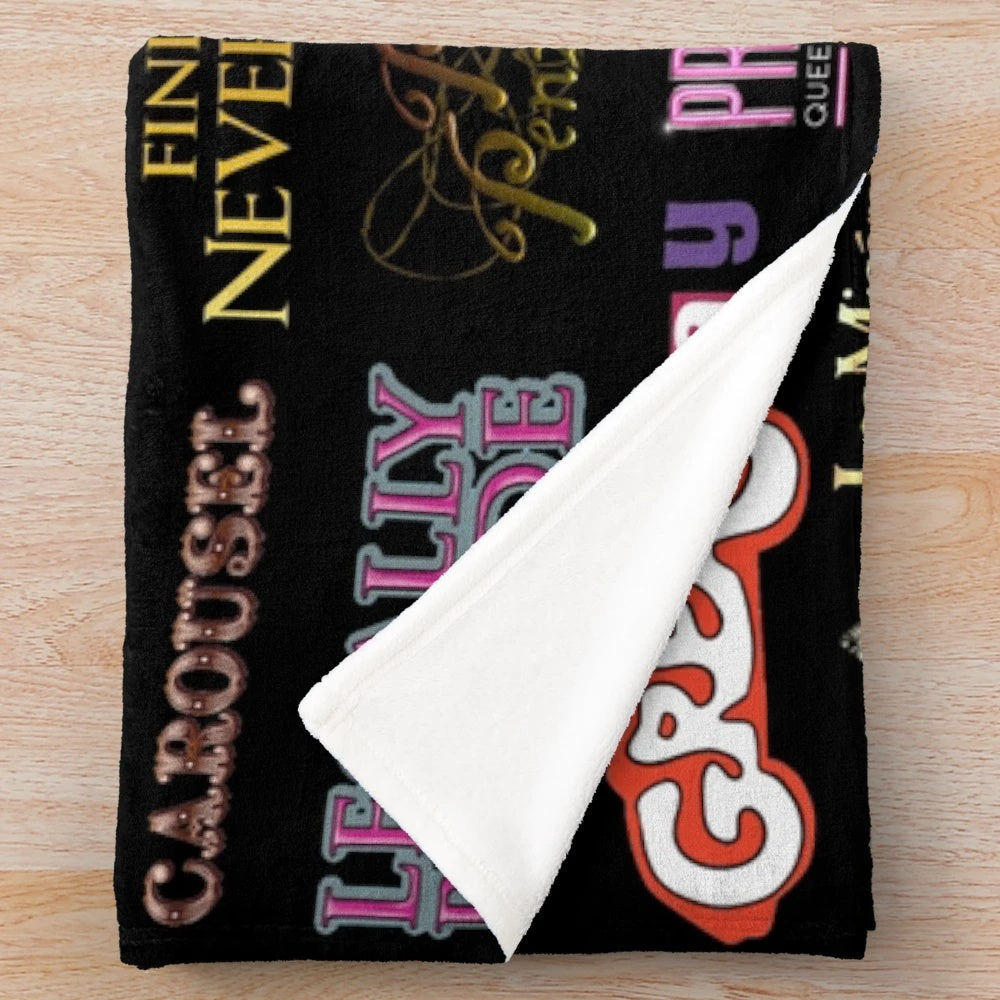 Broadway musicals-themed plush blanket