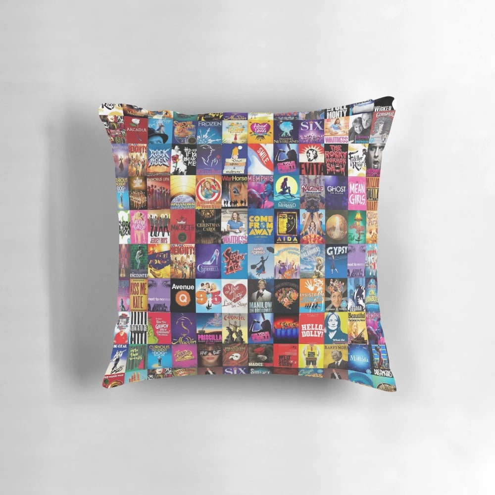Broadway theater pillow featuring the iconic New York City skyline