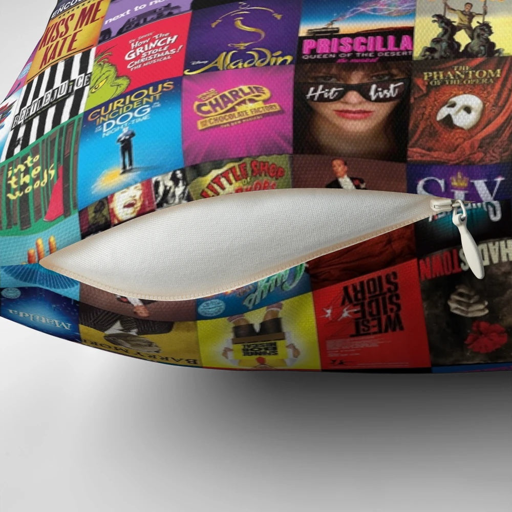 Broadway theater pillow featuring the iconic New York City skyline