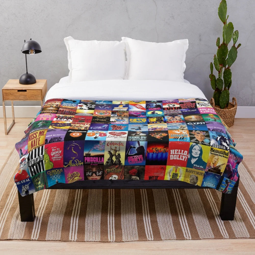 Broadway theater themed plush blanket