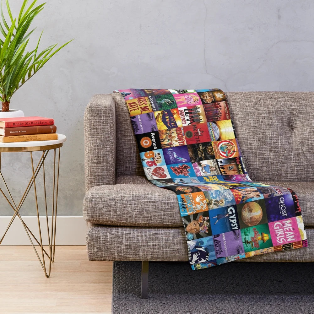 Broadway theater themed plush blanket
