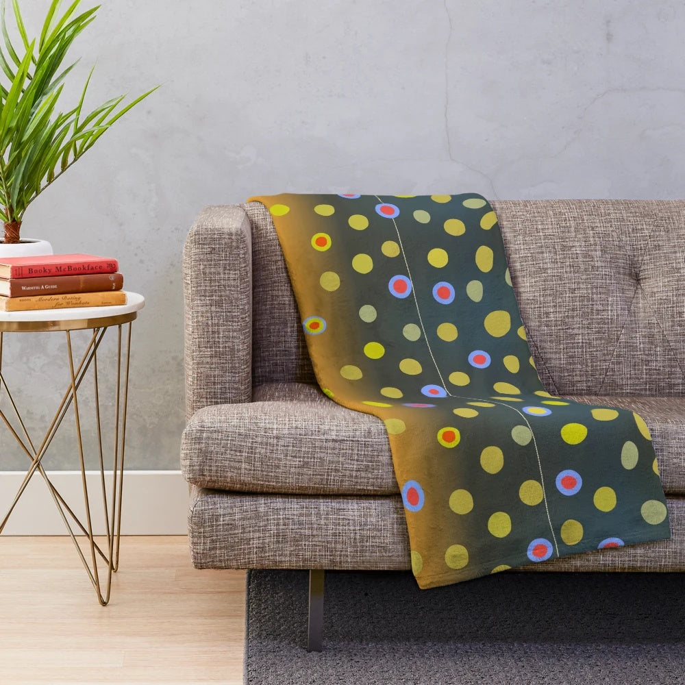 Brook trout inspired plush blanket with speckled pattern