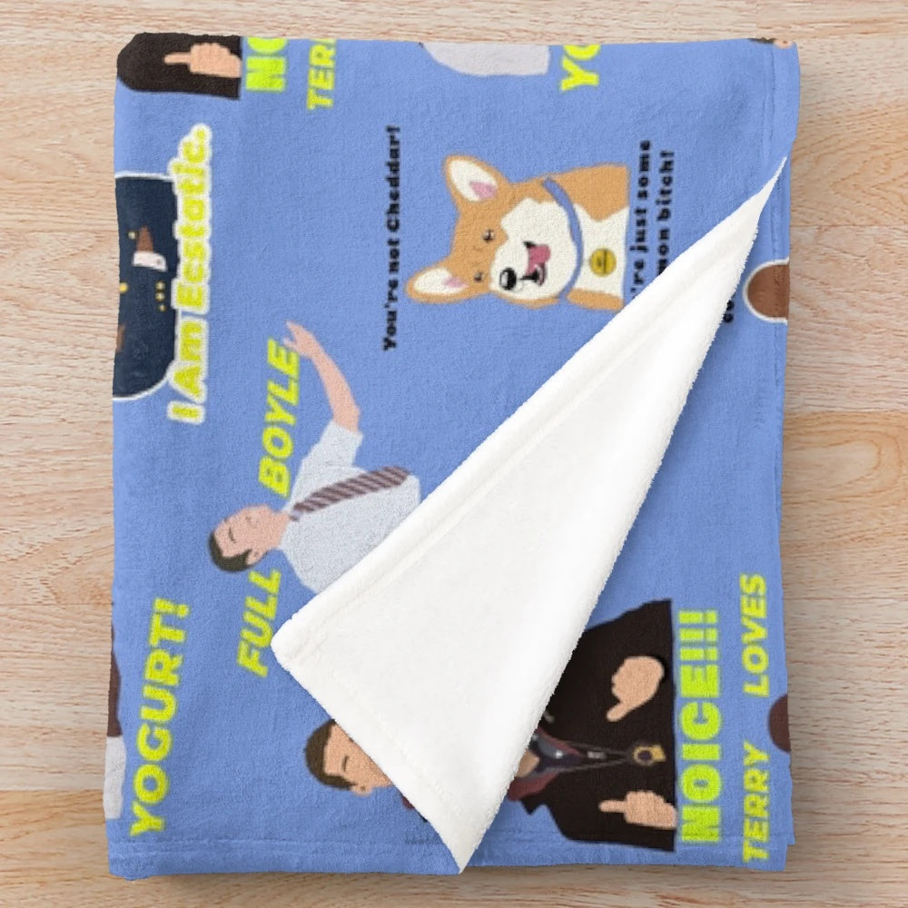 Brooklyn Nine Nine inspired plush blanket featuring character designs
