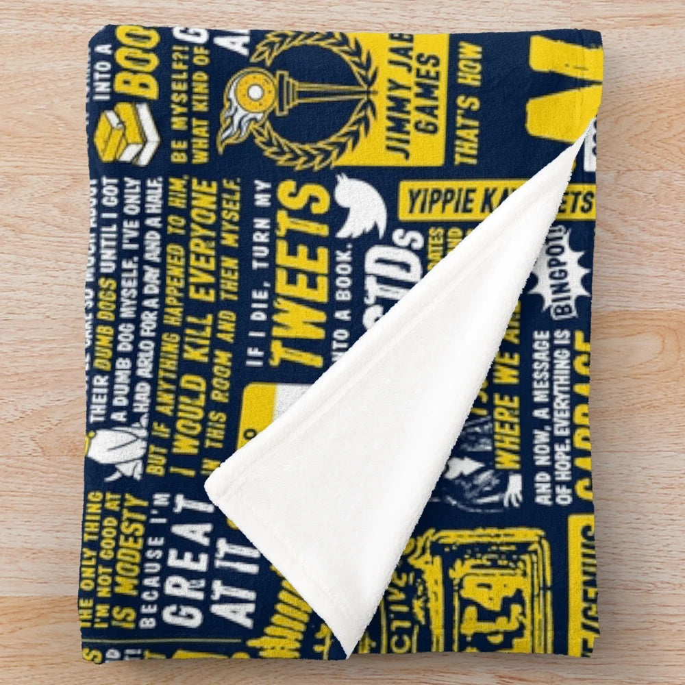 Brooklyn Nine-Nine inspired plush blanket with Nine-Nine logo and characters
