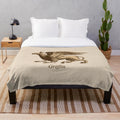 Brown and beige plush blanket depicting a majestic griffin, a legendary mythical creature
