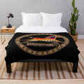 Brown horse plush blanket with native american cultural design