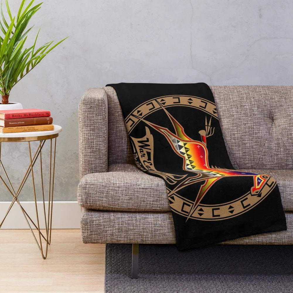 Brown horse plush blanket with native american cultural design